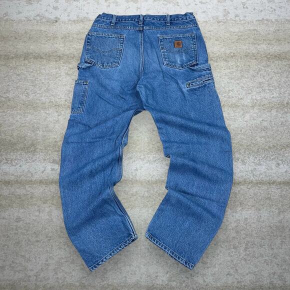 Vintage Carhartt Carpenter Jeans Medium Wash Work Wear Denim Baggy Dungarees 90s
